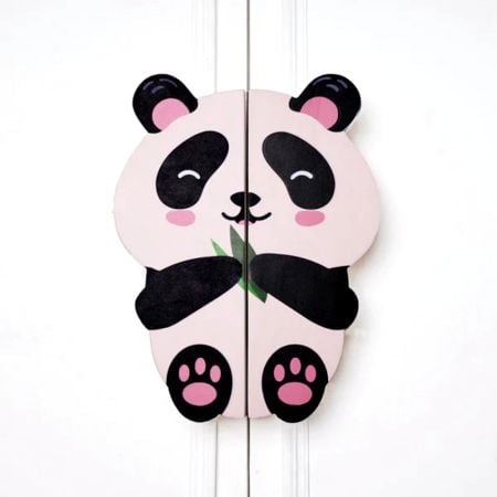 Handcrafted Acacia Wood Panda Cupboard Handles Set